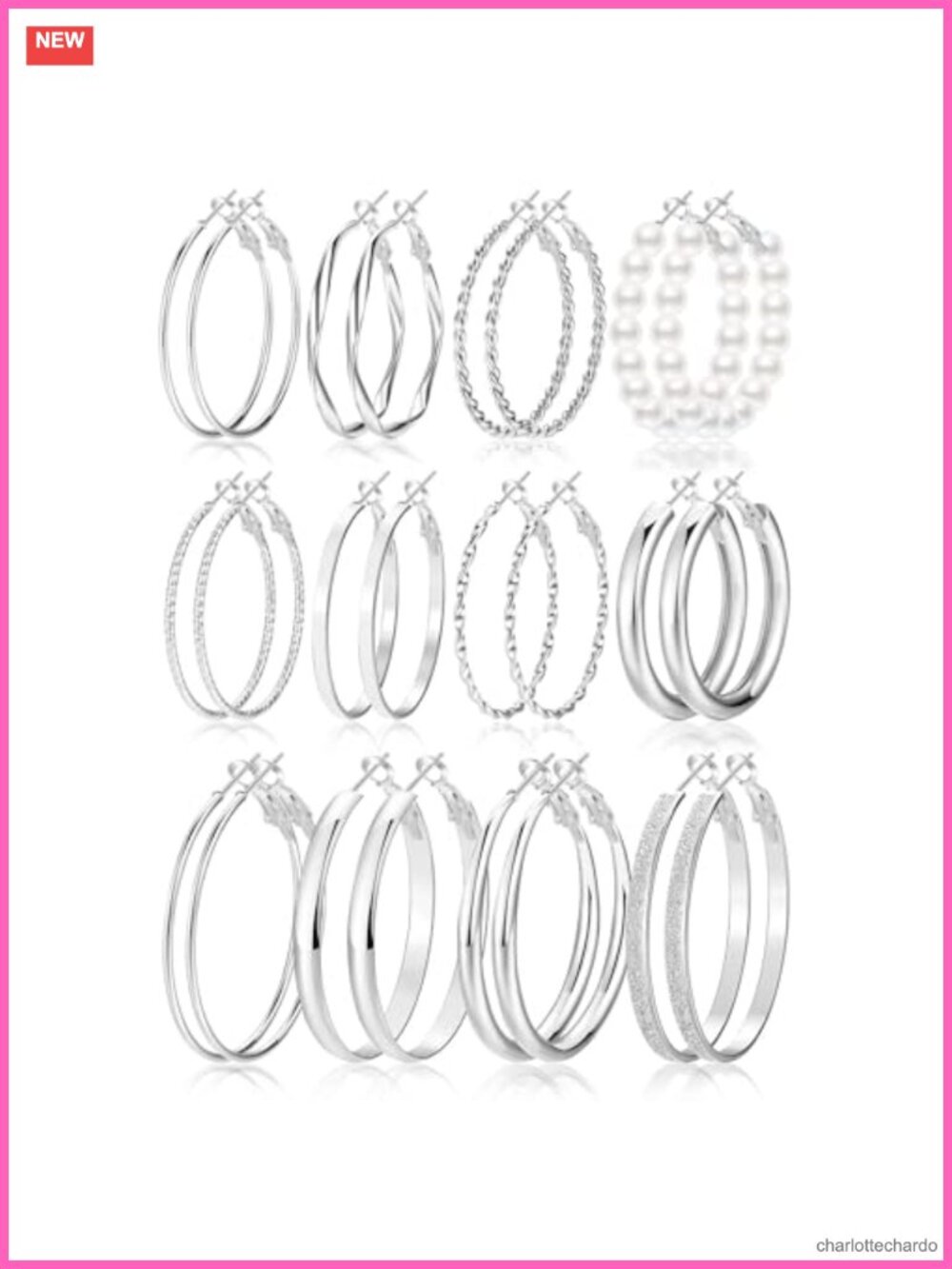 12 Pairs Gold Hoop Earrings Set for Women, 40mm/50mm, Hypoallergenic & Nickel